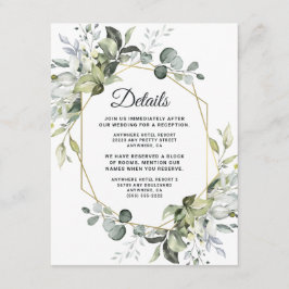 Geometrische groenery Modern Gold Succulent Weddin Informatiekaartje