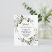 Geometrische groenery Modern Gold Succulent Weddin Informatiekaartje (Staand voorkant)