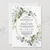 Geometrische groenery Modern Gold Succulent Weddin Kaart (Voorkant)