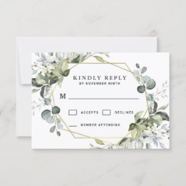 Geometrische groenery Modern Gold Succulent Weddin RSVP Kaartje