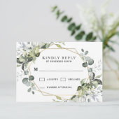 Geometrische groenery Modern Gold Succulent Weddin RSVP Kaartje (Staand voorkant)