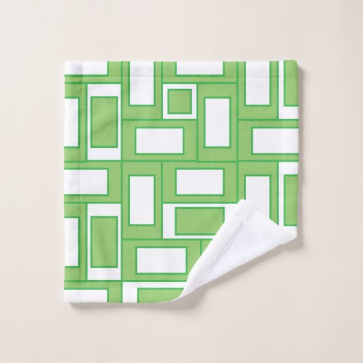 Geometrische groenwitte rechthoek bad handdoek (Wasdoekje)