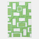 Geometrische groenwitte rechthoeken theedoek (Verticaal)