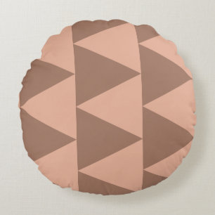 Geometrische grote driehoeken Mocha Mousse Dusty P Rond Kussen
