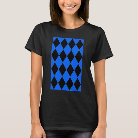Geometrische grote Harlequin Pattern Donk Blue en T-shirt (Voorkant)