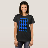 Geometrische grote Harlequin Pattern Donk Blue en T-shirt (Voorkant volledig)