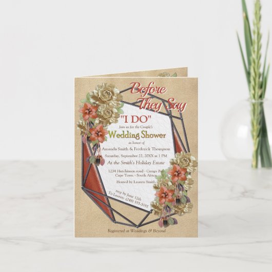 Geometrische Grown Lederen Kunst Trouwpaar Douche (Voorkant)