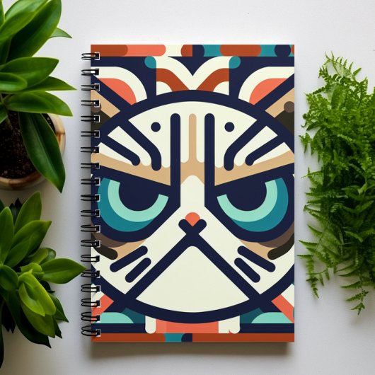 Geometrische Grumpy Cat Face Notitieboek