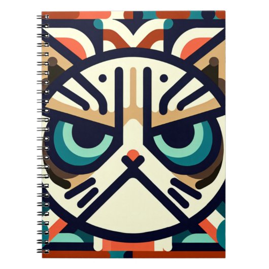 Geometrische Grumpy Cat Face Notitieboek (Voorkant)