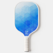 Geometrische Halftone Stippen Witte Blauwe Gradiën Pickleball Paddle (Voorkant)