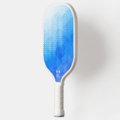 Geometrische Halftone Stippen Witte Blauwe Gradiën Pickleball Paddle (Links)