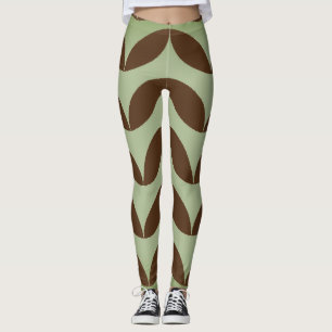 Geometrische halve cirkel bruin & groen trendy des leggings