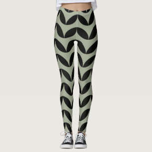 Geometrische halve cirkel zwart en lichtgroen ontw leggings