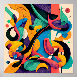 "Geometrische harmonie" — Abstract digitaal Poster