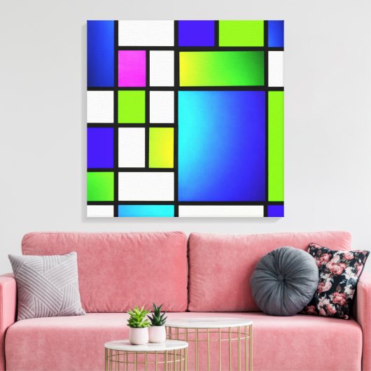 Geometrische harmonie – modern neon canvasprint canvas afdruk (Insitu (Woonkamer))