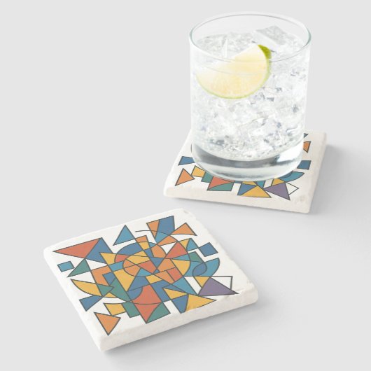 Geometrische harmonie stenen onderzetter (Zijkant)