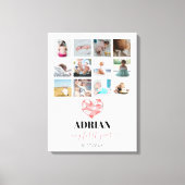 Geometrische hart baby eerste jaar foto collage canvas afdruk (Voorkant)