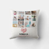 Geometrische hart baby eerste jaar foto collage kussen (Achterkant)