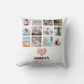 Geometrische hart baby eerste jaar foto collage kussen (Voorkant)