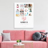Geometrische hart baby's eerste jaar fotocollage canvas afdruk (Insitu (Woonkamer))