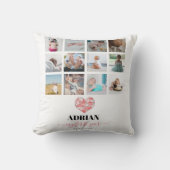 Geometrische hart baby's eerste jaar fotocollage kussen (Voorkant)