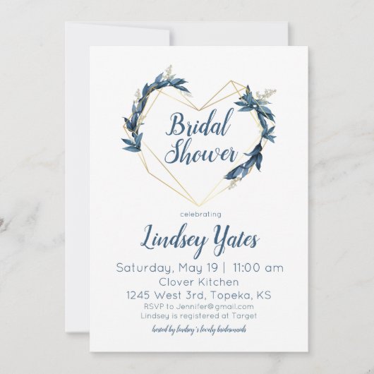 Geometrische hart bruids douche uitnodiging (Voorkant)