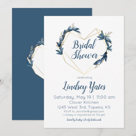 Geometrische hart bruids douche uitnodiging (Voorkant / Achterkant)