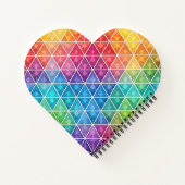 Geometrische hart regenboog kleuren patroon notitieboek (Achterkant)