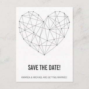Geometrische hart save the date briefkaart sjabloo