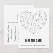 Geometrische hart save the date briefkaart sjabloo (Voorkant / Achterkant)