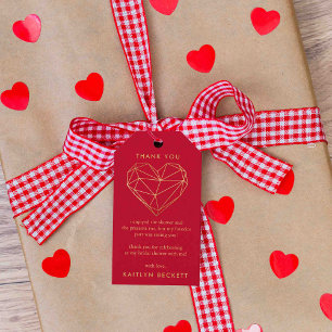 Geometrische Hart Valentijnsdag Bruidsbruiloft Cadeaulabel
