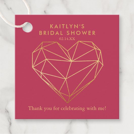 Geometrische Hart Valentijnsdag Bruidsfeest Bedankjes Labels (Voorkant)