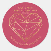 Geometrische Hart Valentijnsdag Bruidsuitnodiging Ronde Sticker (Voorkant)