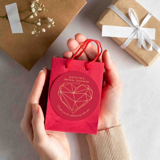 Geometrische Hart Valentijnsdag Bruidsuitnodiging Ronde Sticker