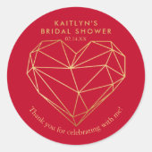 Geometrische Hart Valentijnsdag Bruidsuitnodiging Ronde Sticker (Voorkant)