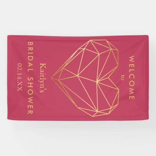 Geometrische Hart Valentijnsdag Bruidsuitnodiging Spandoek (Horizontaal)