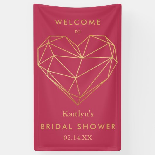 Geometrische Hart Valentijnsdag Bruidsuitnodiging Spandoek (Verticaal)