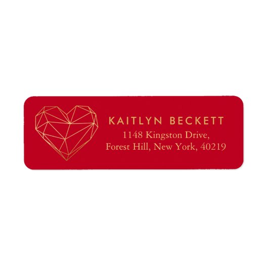 Geometrische Hart Valentijnsdag Etiket (Voorkant)