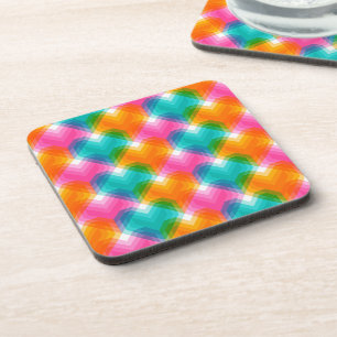 Geometrische harten in psychedelische kleuren (1) bier onderzetter