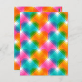 Geometrische harten in psychedelische kleuren (1) briefkaart (Voorkant / Achterkant)