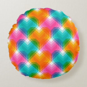 Geometrische harten in psychedelische kleuren (1) rond kussen