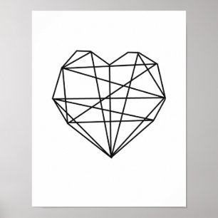 Geometrische hartslag Minimale wandbekleding zwart Poster