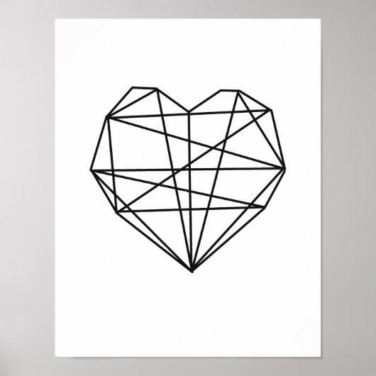 Geometrische hartslag Minimale wandbekleding zwart Poster (Voorkant)