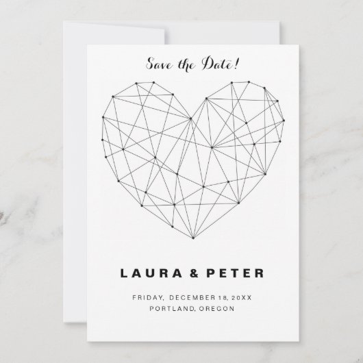 Geometrische hartslag Sla de sjabloon van de datum (Voorkant)