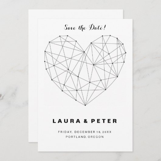 Geometrische hartslag Sla de sjabloon van de datum (Voorkant / Achterkant)