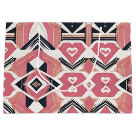 Geometrische hartslag Valentijnsdag inpakpapier Groot Cadeauzakje