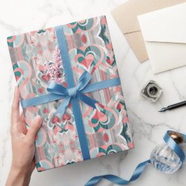 Geometrische Heartstrings Valentijnse  Wrapping Pa Cadeaupapier