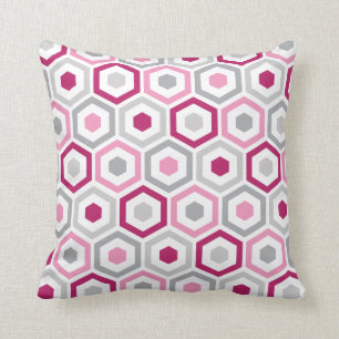 Geometrische heexagon Patroonpiloot Berry roze g Kussen