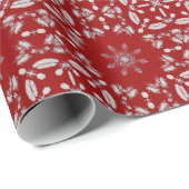 Geometrische helderrijke rode zilversterren cadeaupapier (Rol Hoek)