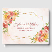 Geometrische Herfst Bloemen Waterverf Bruiloft Gastenboek (Voorkant)